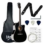 V-TONE AG TWO BK acoustic guitar 4/4 black to learn for beginners picks strap spare strings cover chords adjustment key set