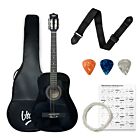 V-TONE CG ONE BK classical guitar 4/4 black to learn for beginners picks strap spare strings cover chords set