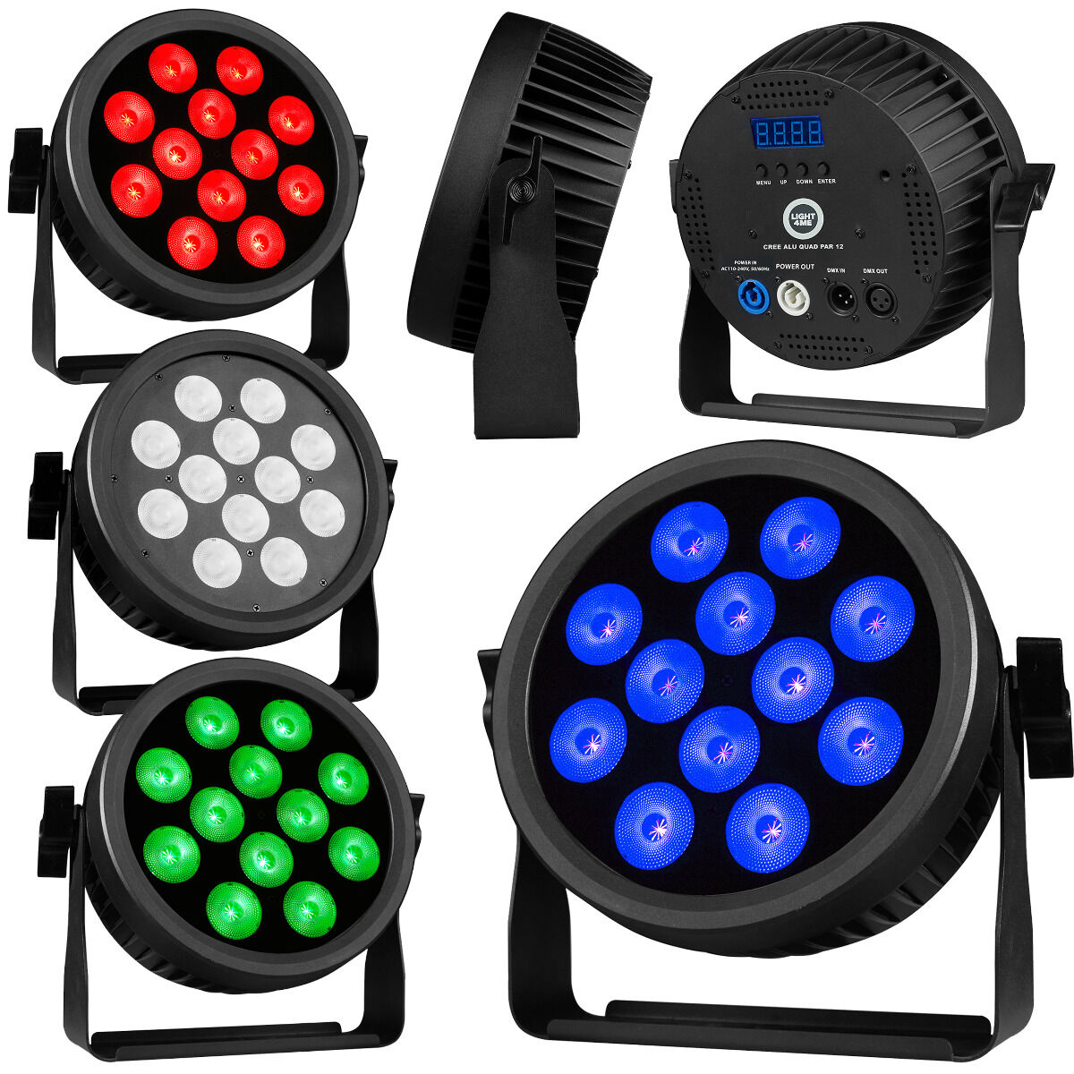 LIGHT4ME CREE ALU QUAD PAR 12 reflektor par oświetlenie sceniczne efekt świetlny 12x12W RGBW SMD LED 4w1