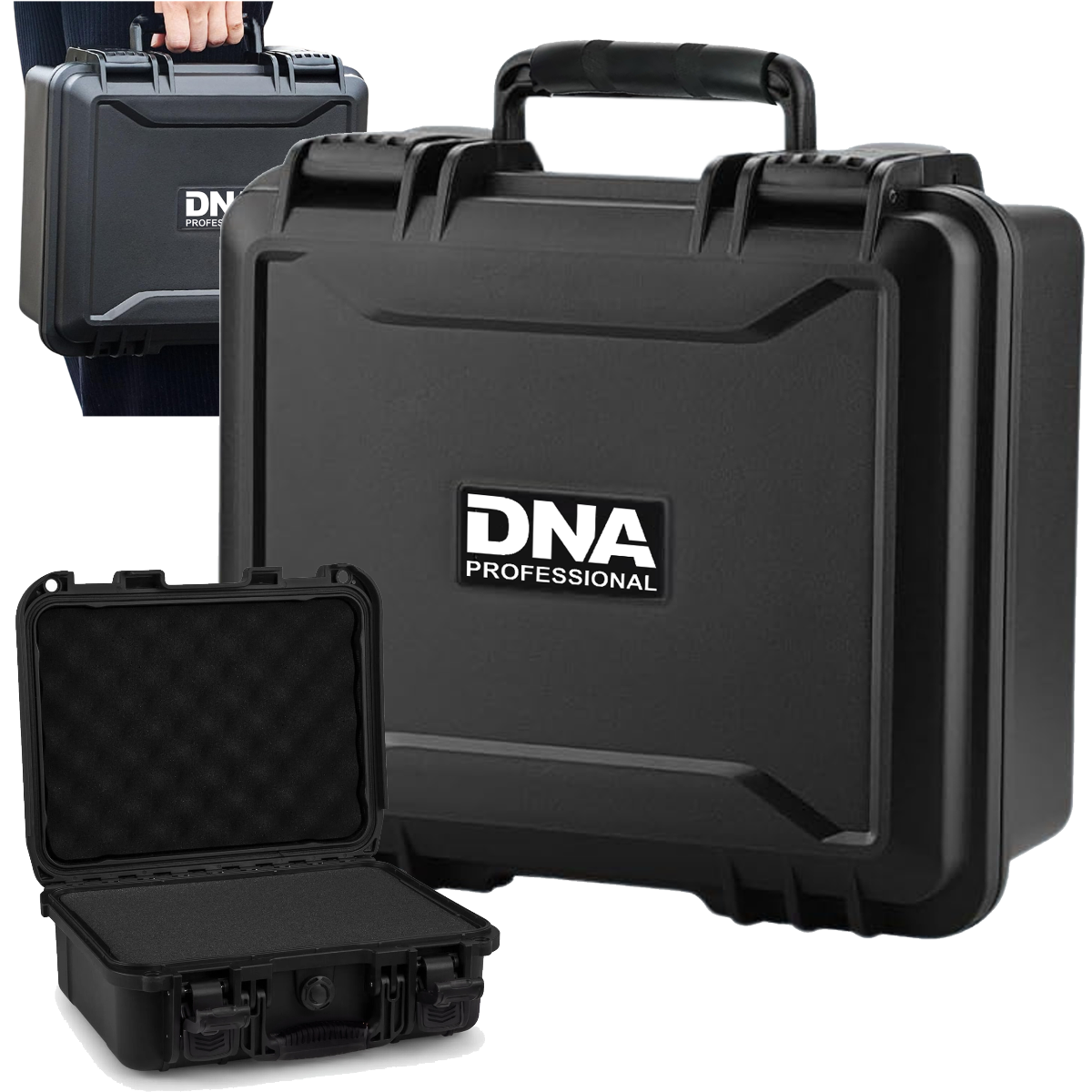 DNA CASE IP 42x35 solidna walizka case transportowy wodoszczelny pyłoszczelny czarny IP65 42x35x14,8 cm