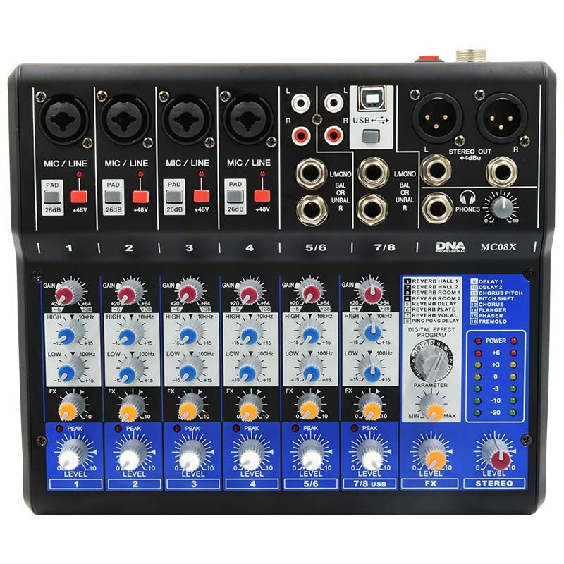 DNA MC08X analog mixer audio interface USB 8 channels