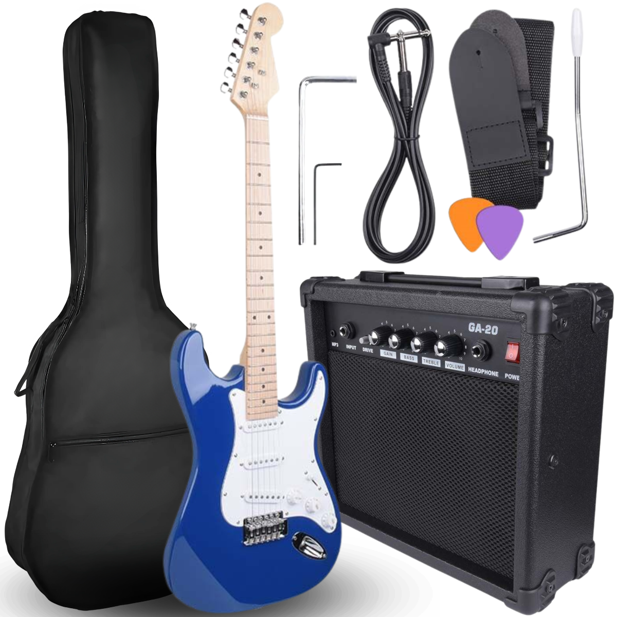 NN EG SET BLU zestaw gitarowy gitara elektryczna stratocaster