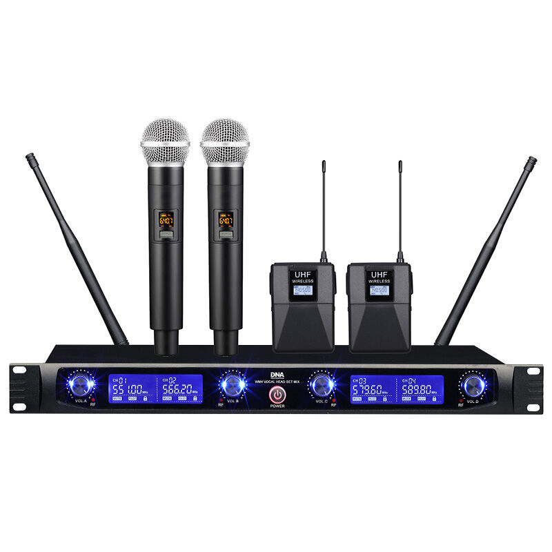 DNA WM4 VOCAL HEAD SET MIX wireless microphone 2x handheld transmitter 2x headset transmitter + bodypack double set sound system