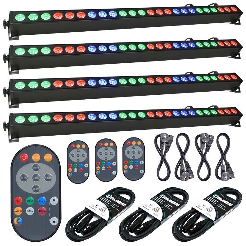 LIGHT4ME DECO BAR 24 RGB IR listwa belka LED + pilot 4 sztuki + 3 sztuki przewód DMX