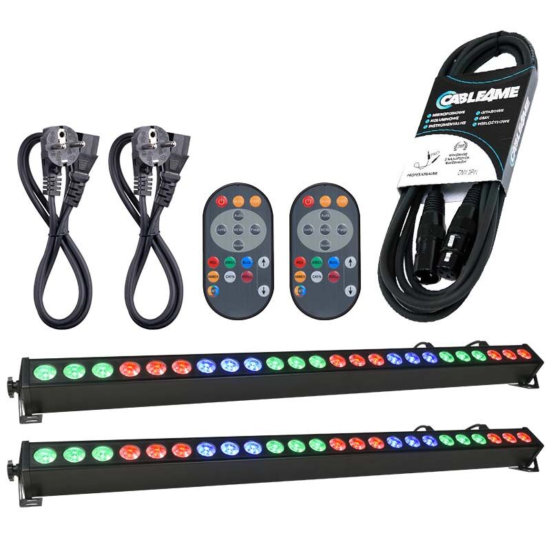 LIGHT4ME DECO BAR 24 RGB IR listwa belka LED + pilot 2 sztuki + przewód DMX