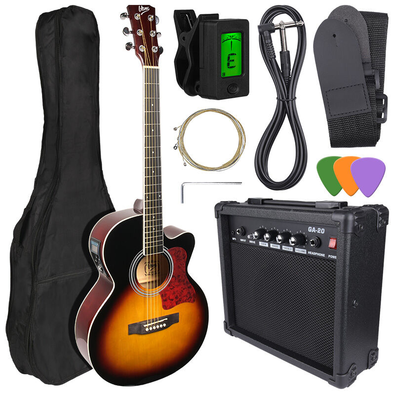 V-TONE EAG SET SB gitara elektroakustyczna + wzmacniacz gitarowy zestaw SUNBURST