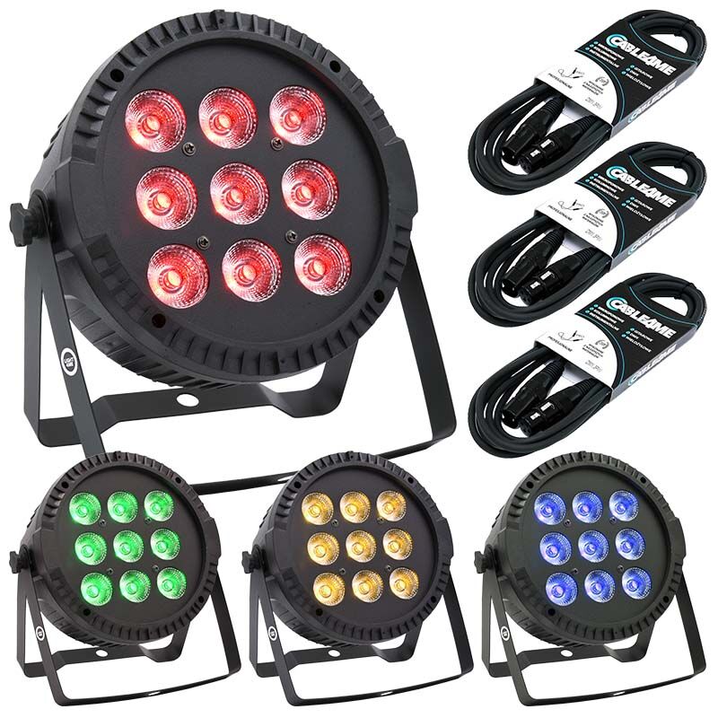 LIGHT4ME PAR RGBW 9x10 stage spotlight LED 4 pcs + DMX cable 3 pcs